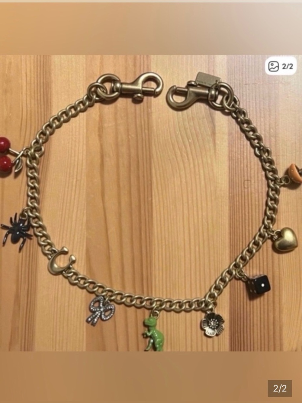 Coach Gold Charm Chain with Multicolor Enamel Charms - Picture 2 of 2